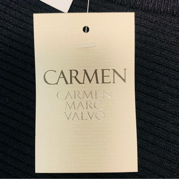 Carmen Marco Valvo Ribbed Dolman Sleeve Silver Hardware Pullover Sweater - Picture 10 of 13